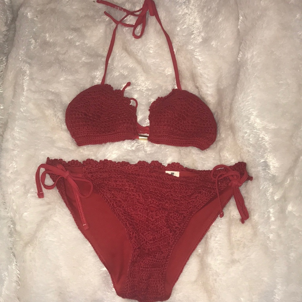 Red crochet bikini